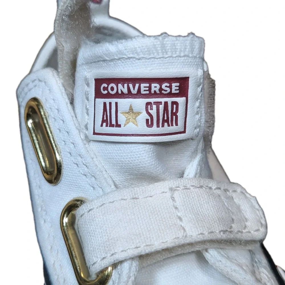 Converse Toddler Ivory Low Top Sneakers With Hearts Size 5c - Picture 7 of 10